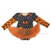 Halloween Max Style Long Sleeve Black White Dots Baby Bodysuit Orange Pettiskirt & Sparkle Hat Nightmare Before Christmas Jack Print JS4774